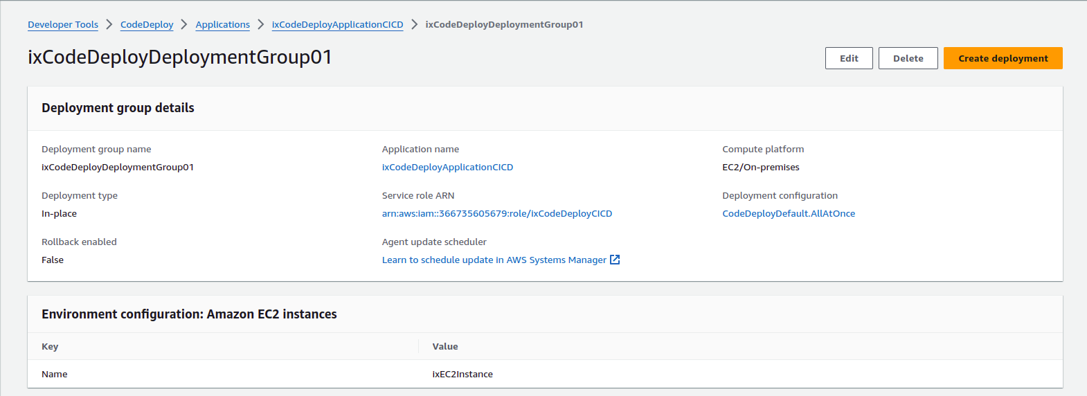 A screenshot of  CodeDeploy