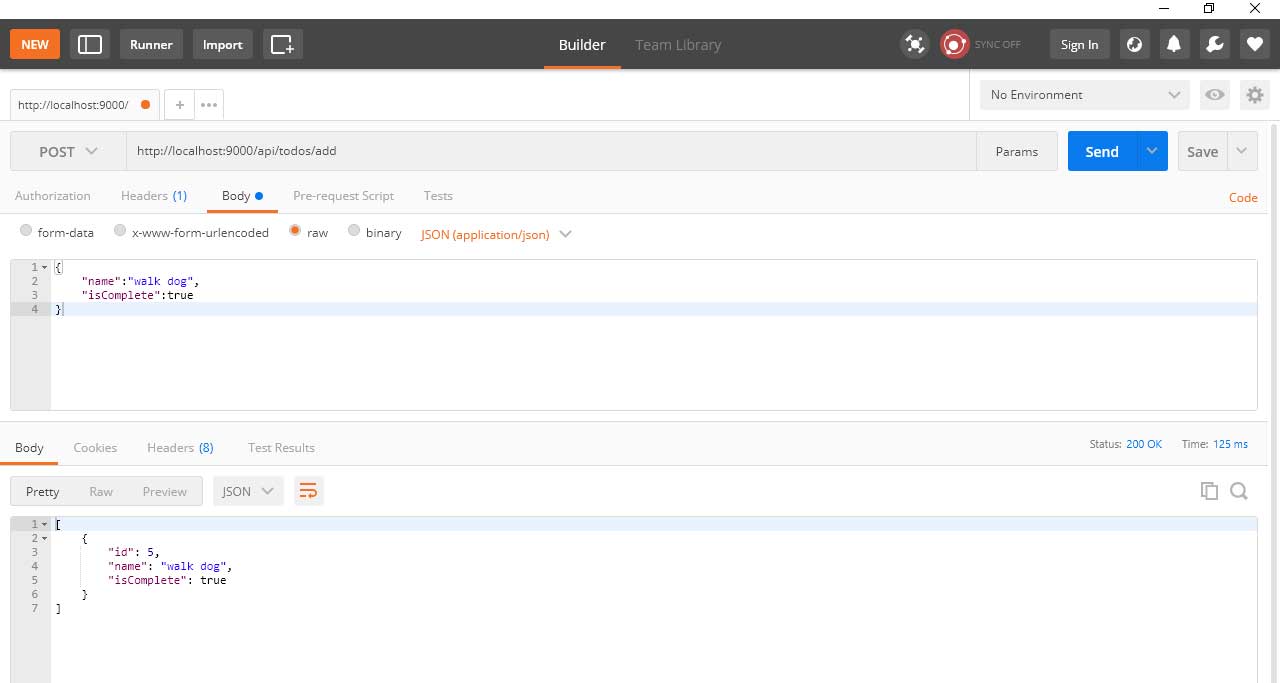 Screenshot of Scala API select Send response. 