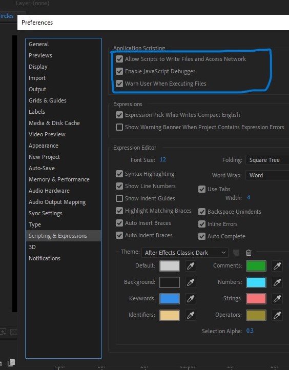 Screenshot of After Effects application menu. 