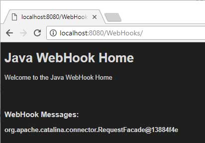 Screenshot of Webhooks output 2. 