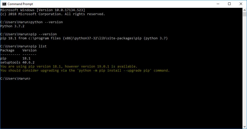 Screenshot of command prompt displaying how to check system environment variable path. 