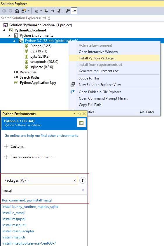 Screenshot displaying how to Installing package in Visual-Studio. 