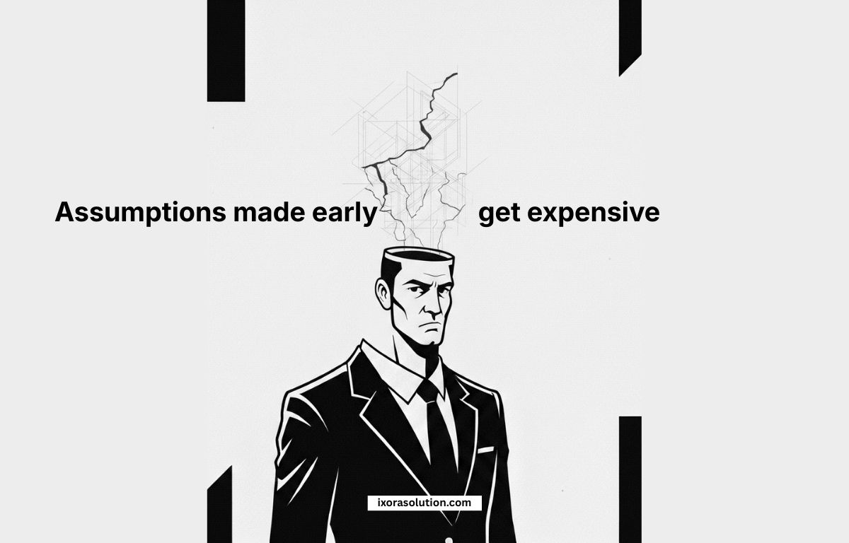 Visual representing hidden ERP implementation costs caused by assumptions and rework in SMEs