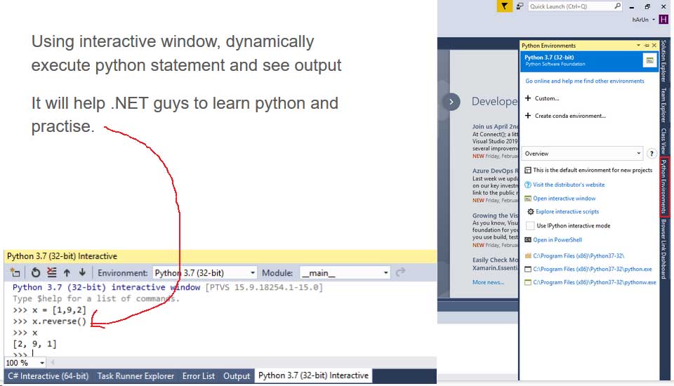 Image showing Python environment in Visual-Studio. 